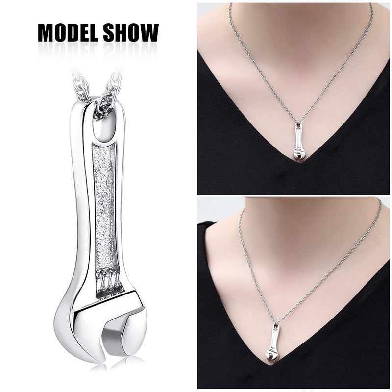 [Australia] - shajwo Cremation Jewelry for Ashes Stainless Steel Wrench Hammer Urn Pendant Locket Keepsake Memorial Necklace for Human Ashes Holder for Women Men 