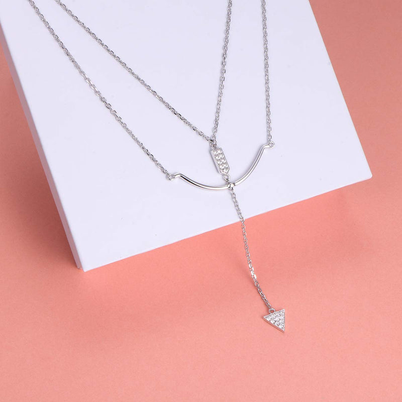 [Australia] - Sterling Silver Jewelry Layered love Heart and Cross Necklace Pendant Handmade Dainty Choker for Women Girls Bow and Arrow 