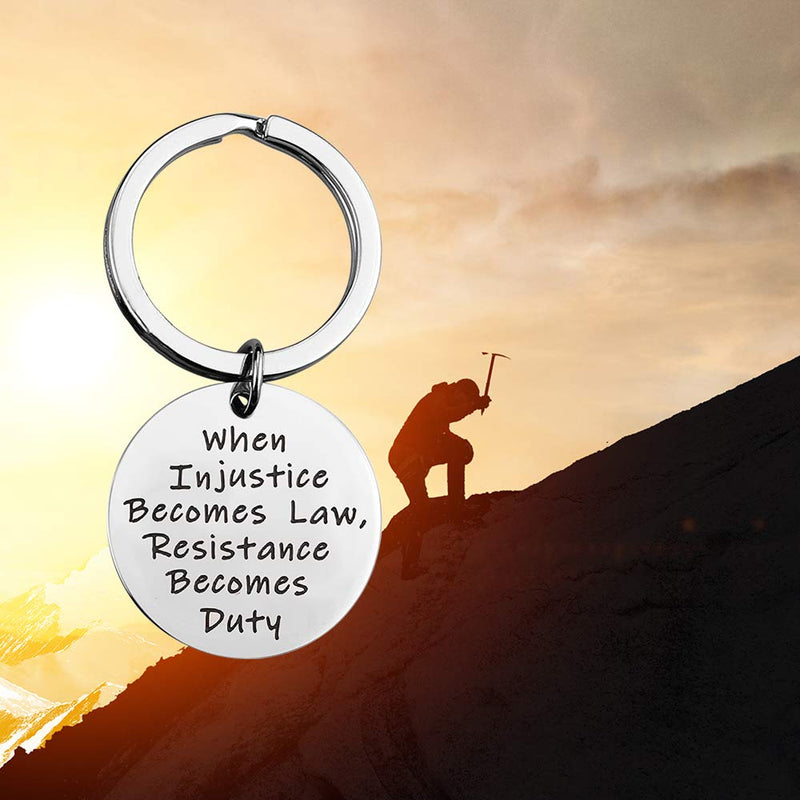 [Australia] - LQRI Lawyer Keychain Feminist Jewelry When Injustice Becomes Law Resistance Becomes Duty Keychain Future Lawyer Gift Law School Graduation Gift sliver 