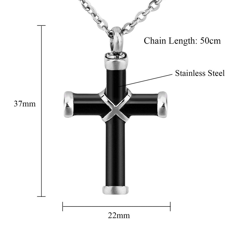 [Australia] - TTVOVO Cremation Urn Necklace for Ashes Memorial Keepsake Ashes Holder Urn Locket Heart Charm Pendant Necklaces for Men Women Stainless Steel Remembrance Waterproof Nickel-Free Hypoallergenic Jewelry Cross Pendant Urn Necklace 