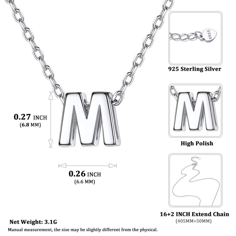 [Australia] - ChicSilver 925 Sterling Silver Letter A-Z Pendant Necklace, Dainty Small Initial Necklace for Women, Silver/Gold (with Gift Box) M-Silver 