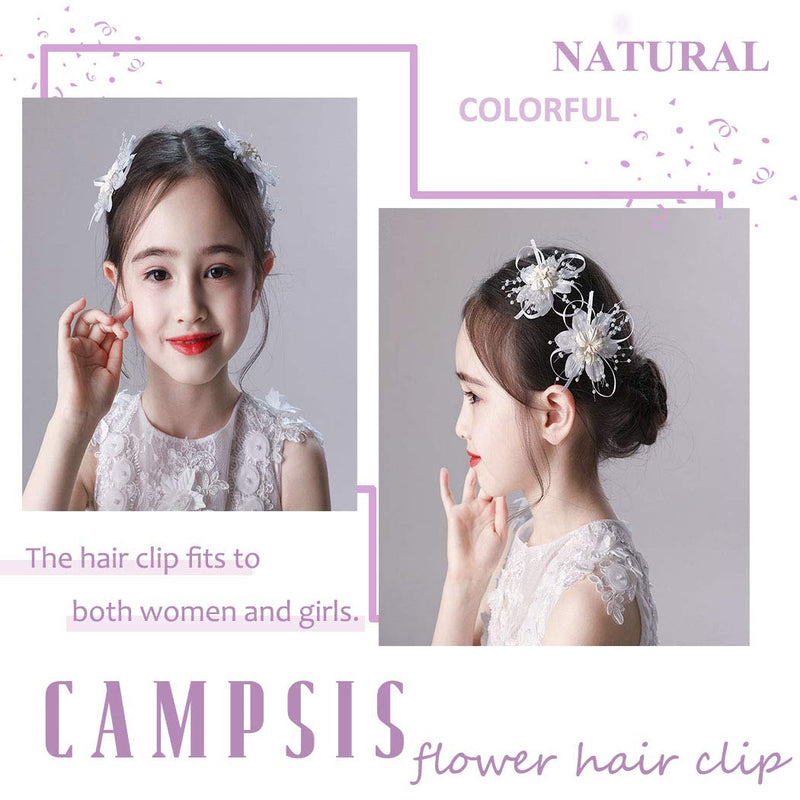[Australia] - IYOU Floral Princess Headpiece Flower Wedding Hair Clip White Flower Frist Communion Hair Accessories for Flower Girls and Bridesmaid 