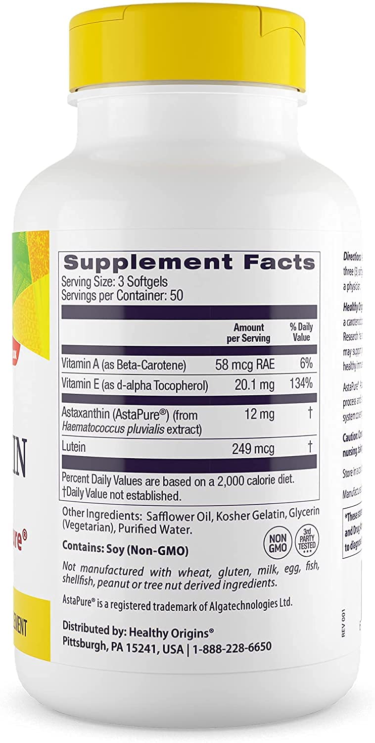 [Australia] - Healthy Origins Astaxanthin (AstaPure) 4 mg, 150 Softgels 150 Count (Pack of 1) 