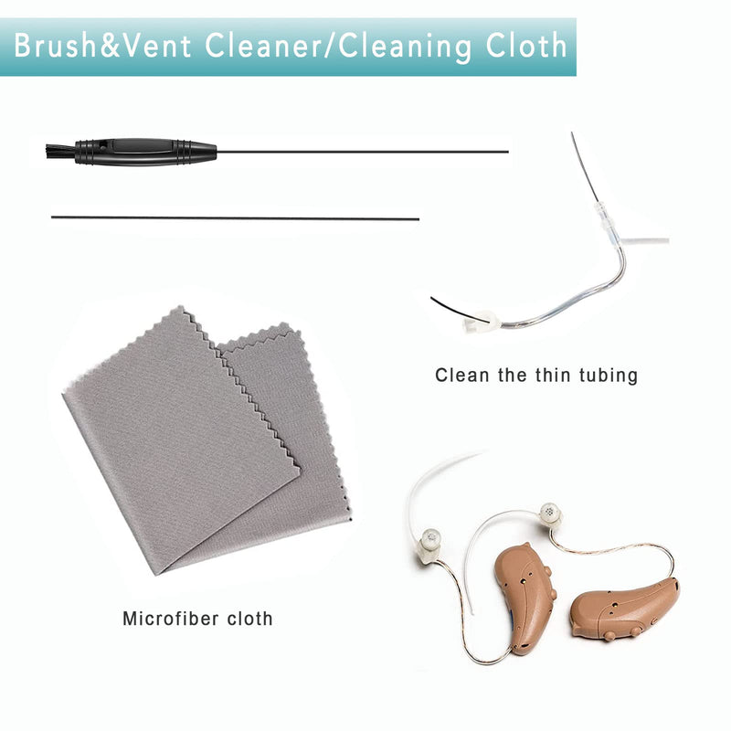 [Australia] - 8 Pieces Hearing Aid Case Pocket Size with Cleaning Cloth Brush Tools for Sound Amplifier(Black) 