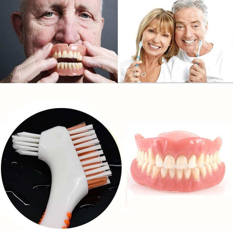[Australia] - Chargenyang Denture Brush Dual Head Toothbrushes Hard Denture Cleaning Brush Denture Toothbrush Cleaning Brush False Teeth Brush Toothbrush(3PACK) 