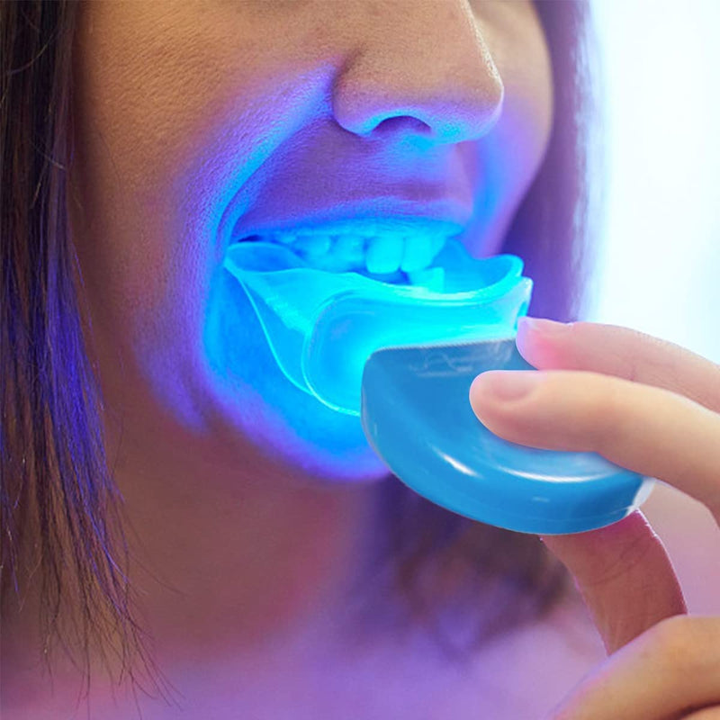 [Australia] - at-Home Teeth Whitening Light Accelerator with Matched Mouth Tray - Grinigh® - Powerful 5 LED Tubes for Teeth Whitening Treatment (Batteries Included)- Blue 1 Count (Pack of 1) 