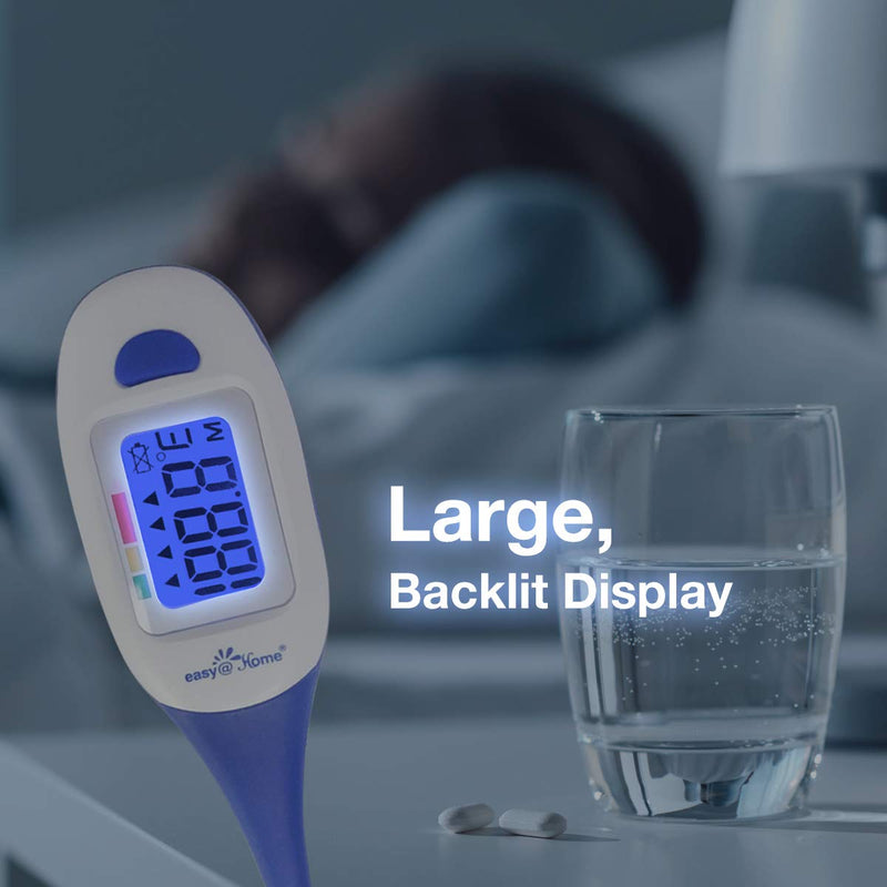 [Australia] - Digital Medical Baby Fever Oral Thermometer, Rectal or Axillary Underarm Body Temperature Measurement with Backlit LCD Display, Waterproof Flexible tip,Test Completion & Fever Alarm-EMT-026 