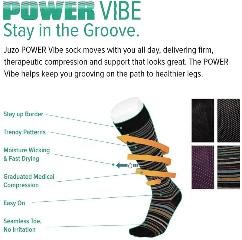 [Australia] - Juzo Power Vibe Premium Compression Socks For Men and Women 15-20 mmHg X-Large Deep Black 