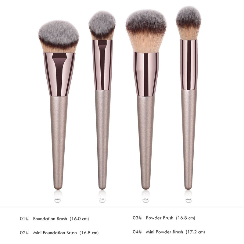 [Australia] - BBL 4pcs Luxury Champagne Gold Makeup Brush Set, Premium Synthetic Foundation Blending Powder Liquid Cream Buffing Tapered Concealer Contour Face Kabuki Make Up Brushes cosmetics tools applicator B-4pcs 