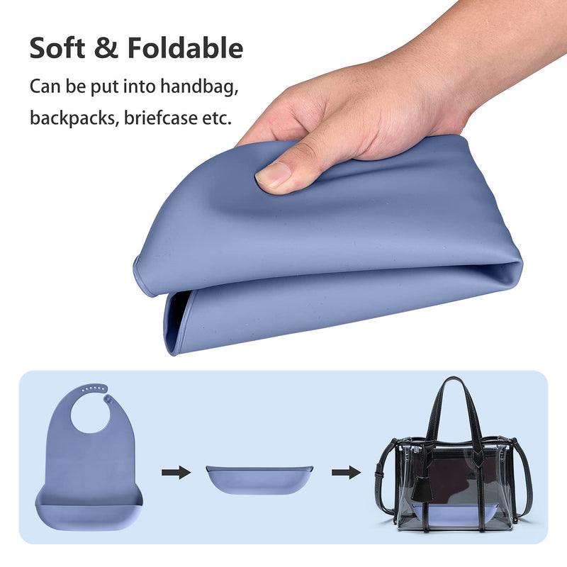 [Australia] - Kinggrand Kitchen Adult Bibs for Men, Women - Washable Silicone Adult Bibs for Elderly with Crumb Catcher (Black, Blue, Gray) 