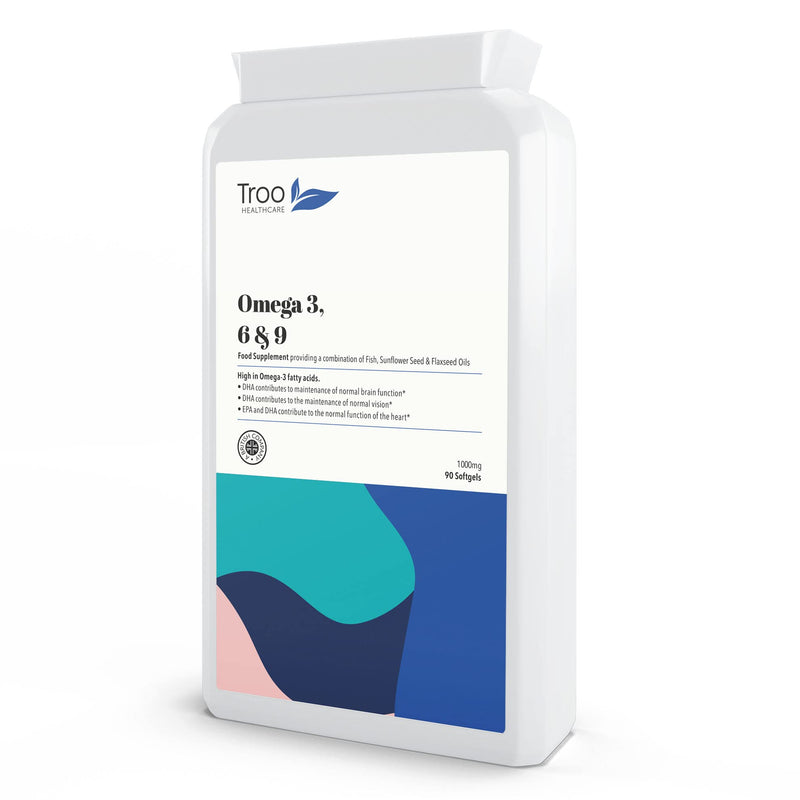 [Australia] - Omega 3 6 9 Fish Oil 1000mg 90 Softgel Capsules - Essential Fatty Acids Including EPA, DHA & ALA for Daily Brain, Vision, Heart, Cholesterol, Pregnancy Support 