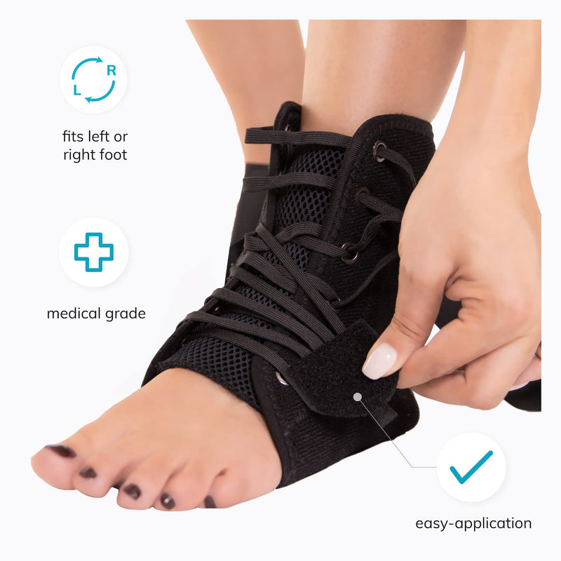 [Australia] - BraceAbility ASO Ankle Brace - Lace-Up, Figure-8 Stabilizer Support for Twisted, Rolled, Sprained Pain Relief - Walking, Running, Basketball Injury Recovery Treatment Wrap for Men, Women, Kids (M) Medium 