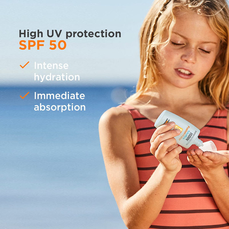 [Australia] - ISDIN Pediatrics Fusion Water SPF 50 50ml | Facial Sun Cream for Kids | Ultra-Light Texture | Does not Sting Eyes | Suitable for All Skin Types 