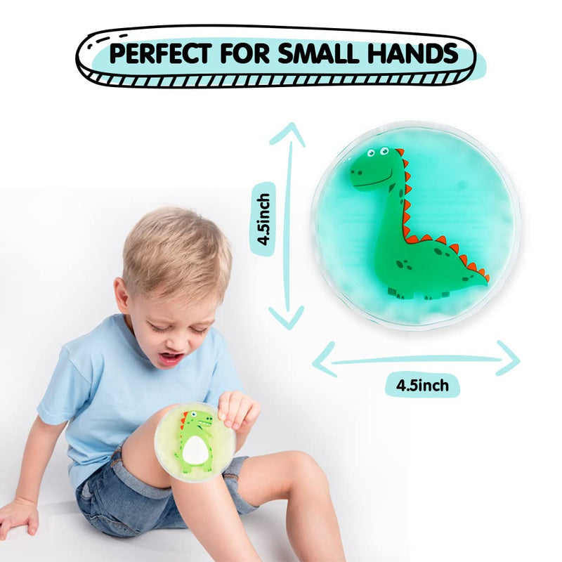 [Australia] - Hilph Kids Cold Compress Ice Pack for Bump and Bruise, Reusable Childrens Hot and Cold Gel Cool Pack for Kids Injuries, First Aid, Pain Relief, Headache, Cuts & Insect Bites (4.52"x4.52") A-3 Dinosaurs 