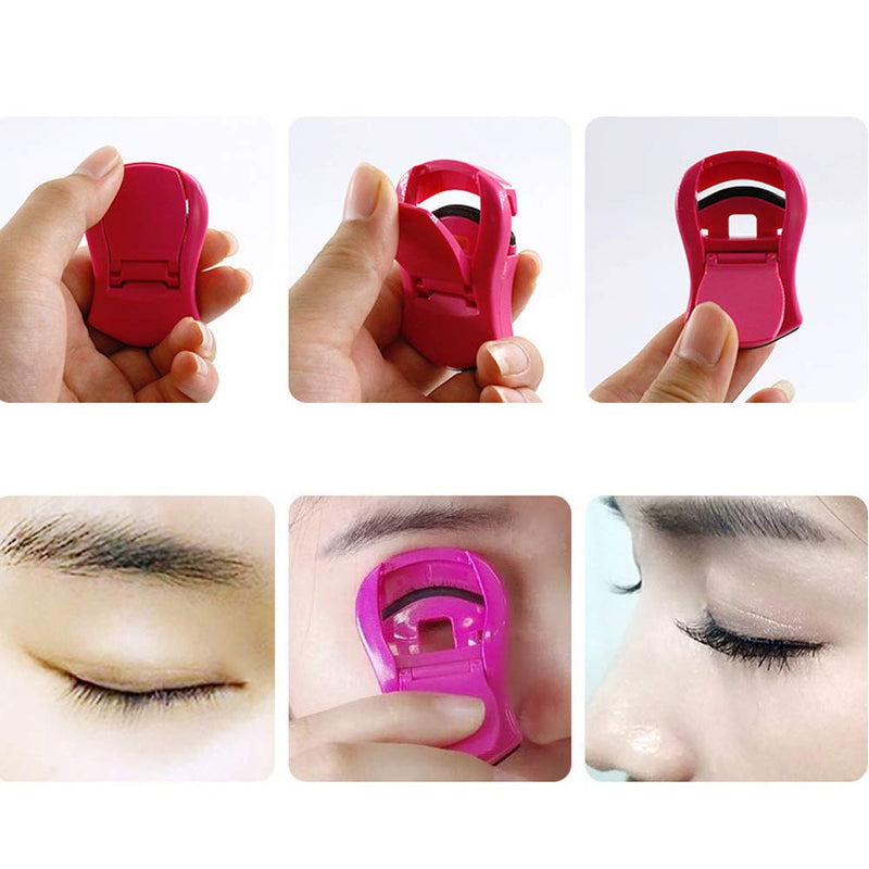 [Australia] - 2 Pieces Mini Eyelash Curlers Portable Lash Curlers Travel Plastic Eyelash Curlers Eyelash Curlers With Replacement Pads Fits All Eye Shapes No Pinching Or Pulling(Pink, Green) 