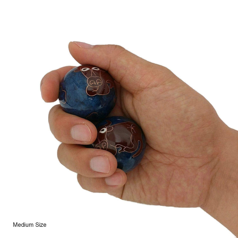 [Australia] - Top Chi Ox Baoding Balls with Bamboo Stand. Chiming Chinese Health Balls for Hand Therapy, Exercise, and Stress Relief (Medium 1.6 Inch) Medium 1.6 Inch 