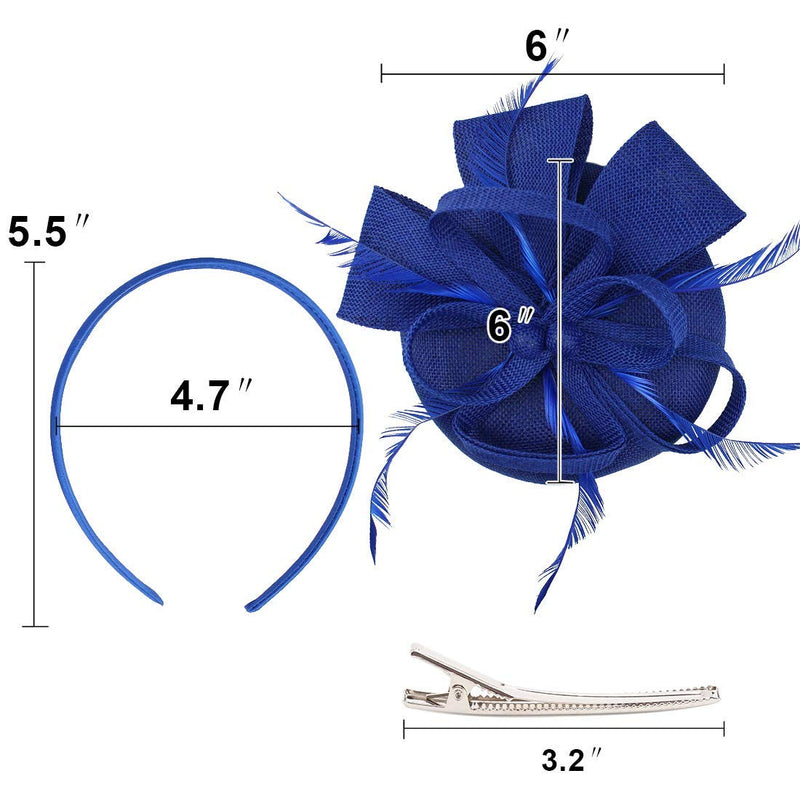 [Australia] - Fascinators Tea Party Hats for Women, Hat Flower Mesh Ribbons Feathers on a Headband and a Clip Headwear for Girls and Women Black+navy 