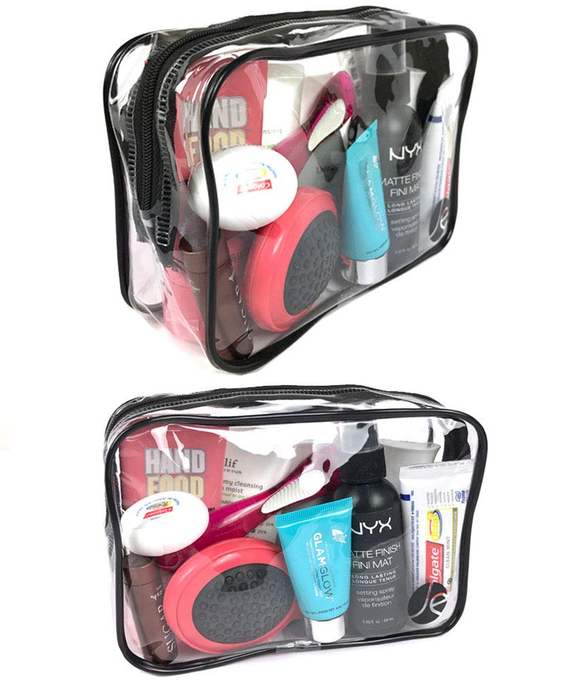 [Australia] - JAVOedge (5 PACK) Clear Cosmetic Makeup Organizing Zipper Bag, PVC Vinyl Plastic Toiletry Case for Travel Accessories Black (5 Pack) 