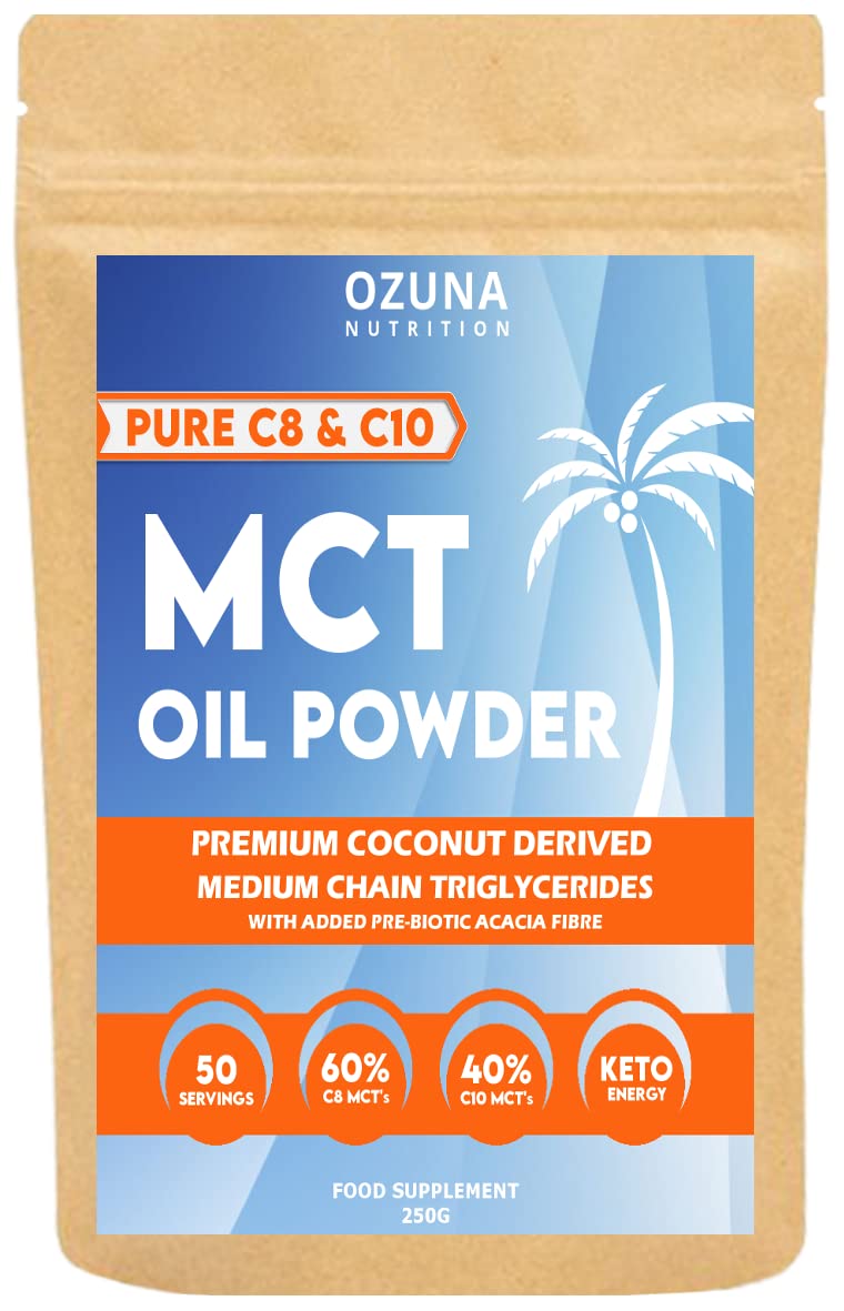 [Australia] - MCT Oil C8 & C10 Powder, Coconut Medium Chain Triglycerides for Sustained Clean Energy, Ketogenic Non Dairy Coffee Creamer, Suitable for Keto, Helps Boost Ketones | 50 Servings 