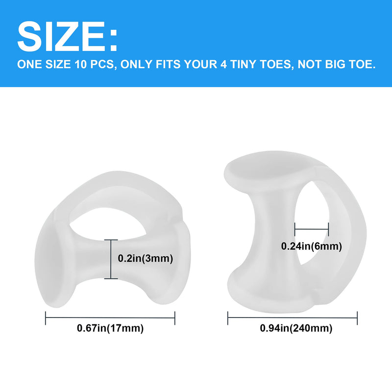 [Australia] - Gel Toe Separators, Pinky Toe Protector Spreader Small Silicone Toe Spacers, Cushions for Curled Overlapping Separate Toe Correct(Translucency Colour) 
