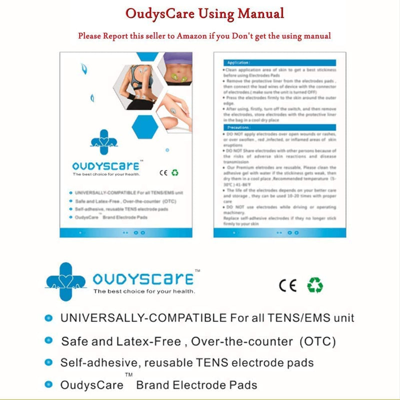 [Australia] - OUDYSCARE TENS Unit Electrodes Replacement Pads - Compatible with AUVON TENS 7000 EMS Machine - 24Pcs 2"x2" Self-Adhesive Reusable Massage Electrode Patches for Lower Back , Arm , Leg and Pain Relief 