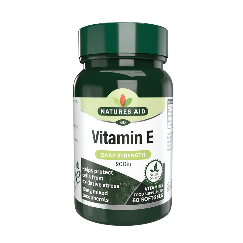 [Australia] - Natures Aid Vitamin E 200iu 60 Softgels (Natural Source Vitamin E, Protects Cells from Oxidative Stress, Made in the UK) Single 