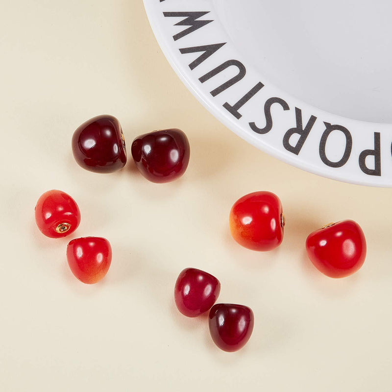 [Australia] - 4 Pairs Cherry Earrings Cherry Sweet Earrings 3D Cherry Dangle Earrings with 10 Pieces Ear Lines for Women and Girls 