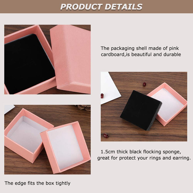 [Australia] - Kraft Ring Earring Box, Dedoot 30 Pcs Small Ring Gift Box 2x2x1.2 Inch Square Cardboard Jewelry Gift Box with Velvet Cushion, Pink 