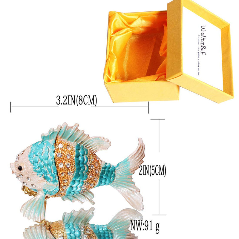 [Australia] - Waltz&F Tropical fish Trinket Box Hinged Hand-painted Animal Figurine Collectible Ring Holder 