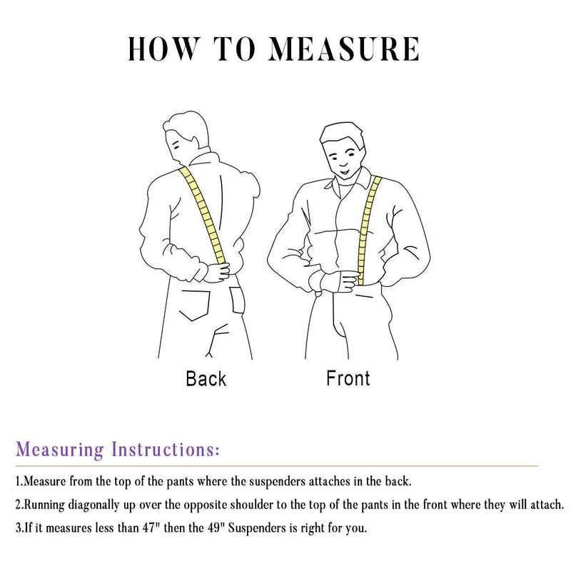 [Australia] - Mens Button End Suspenders 49 Inch Y-Back Adjustable Elastic Tuxedo Suspenders by Grade Code Black 