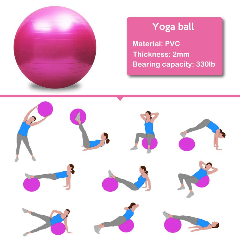 [Australia] - TOMSHOO Anti-Burst Yoga Ball With Air Pump And Thickened Stability Balance For Physical Fitness Silver 45cm 