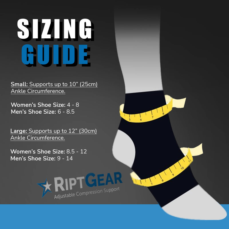 [Australia] - RiptGear Ankle Support Brace for Men and Women - Elasticated Compression Support - Open Heel Foot Adjustable Straps for Recovery Walking Running Sports and Gym Bandage, Achilles Tendon Support (Large) Large/X-Large (Pack of 1) 