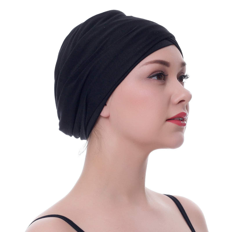 [Australia] - Ever Fairy Turban Head Wrap Scarf,African Women' Soft Long Scarf Shawl Hair Bohemian Headwrap Stretch Headband Tie Black 