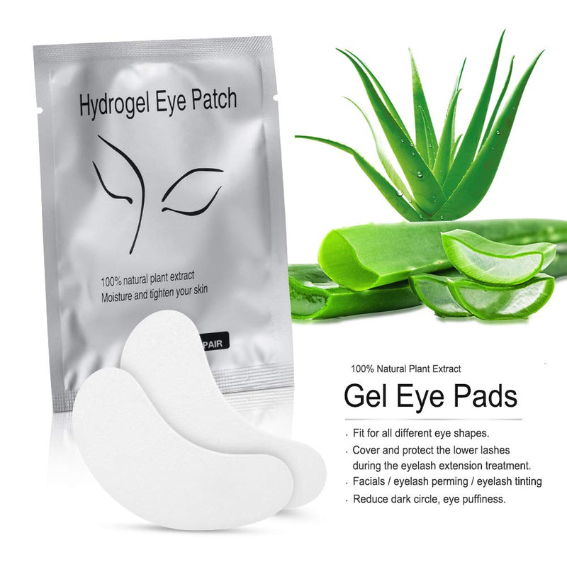 [Australia] - 100 Pairs Eyelash Extension Hydrogel Eye Patches, Under Eye Gel Pads-100% Natural Lint Free DIY Lashes Extension supplies(Silver) 
