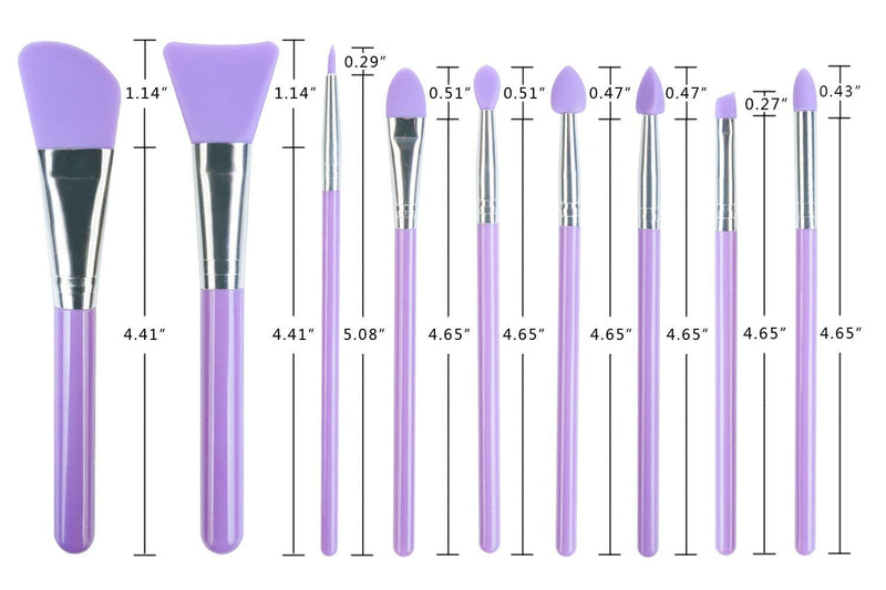 [Australia] - LORMAY 9 Pcs Silicone Makeup Brush Set: Applicator for Face Care, Eyeliner, Eyebrow, Eye Shadow, Lip Makeup and UV Epoxy Resin (Purple) Purple(9pcs) 