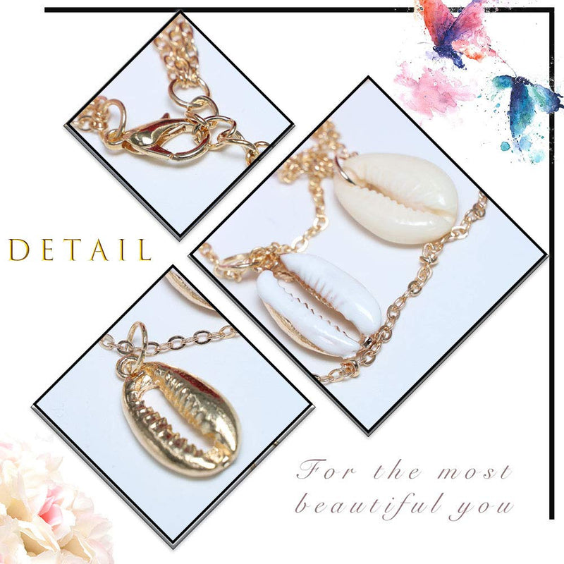 [Australia] - YienDoo Bohemia Multi-layer Necklace Fashion Natural Shell Alloy Shell Pendant Gold Chain Jewelry For Woman and Girls 