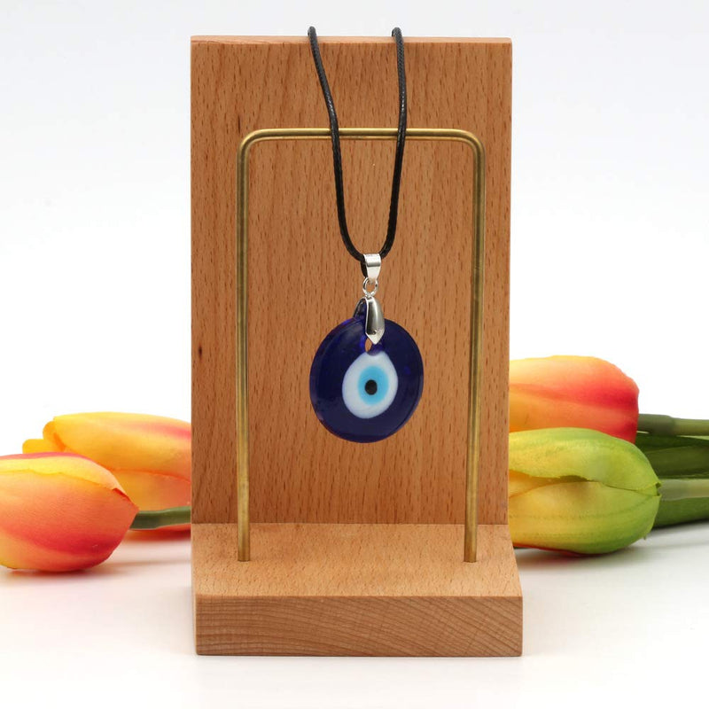 [Australia] - Caiyao Evil Eye Pendant Necklace Glass Leather Rope Chain Turkish Protact Lucky Necklace for Women Men 2pcs set 
