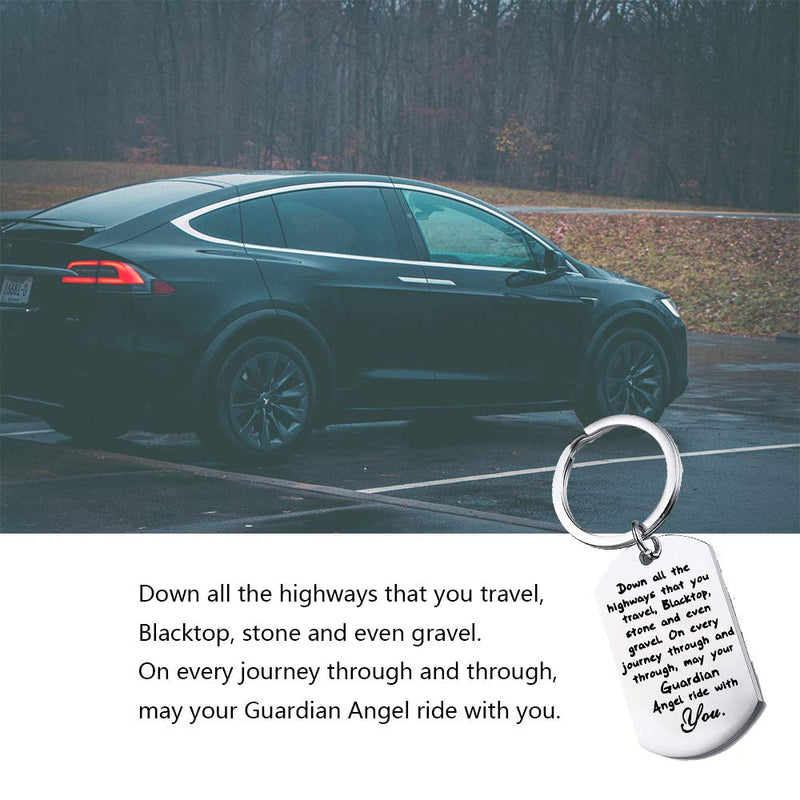 [Australia] - FUSTMW Car Owner Gift Drive Safe Keychain May Your Guardian Angel Ride With You Car Lover Gift 