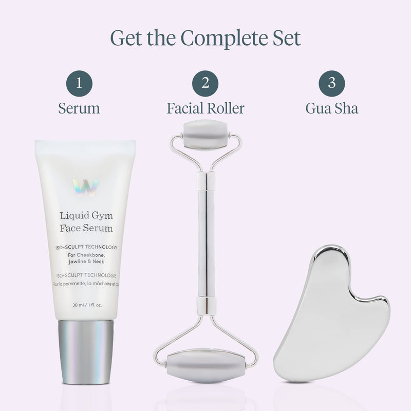 [Australia] - Wonderskin Liquid Gym Gua Sha Face Sculpting Tool, Facial Roller to Reduce Tension, Puffiness & Wrinkles, Skin Care Tool and Jawline Sculptor, Stainless Steel Facial Massager 