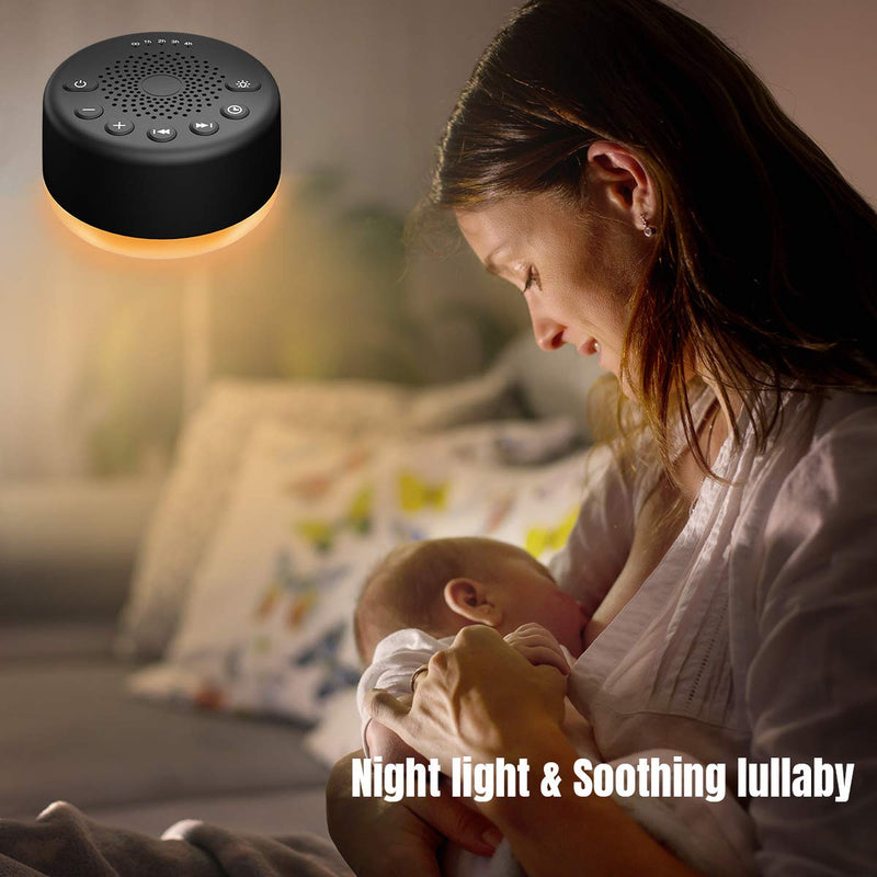 [Australia] - White Noise Machine Easysleep Sleep Sound Machine 25 Sounds 5 Timer 32 Volume Baby Kids Adults for Sleeping with 4 Adjustable Brightness Black With Light 