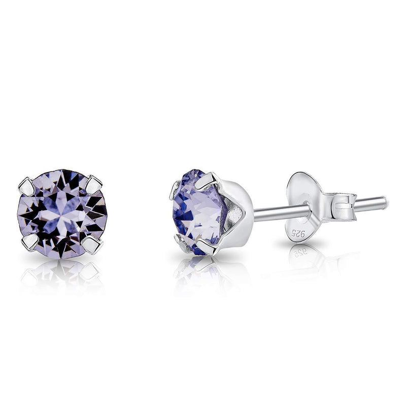 [Australia] - DTPSilver - 925 Sterling Silver * SMALL * Round Stud Earrings made with Glittering Crystals from Swarovski® Elements - Diameter: 5 mm - Many Colours to choose from Provence Lavender 