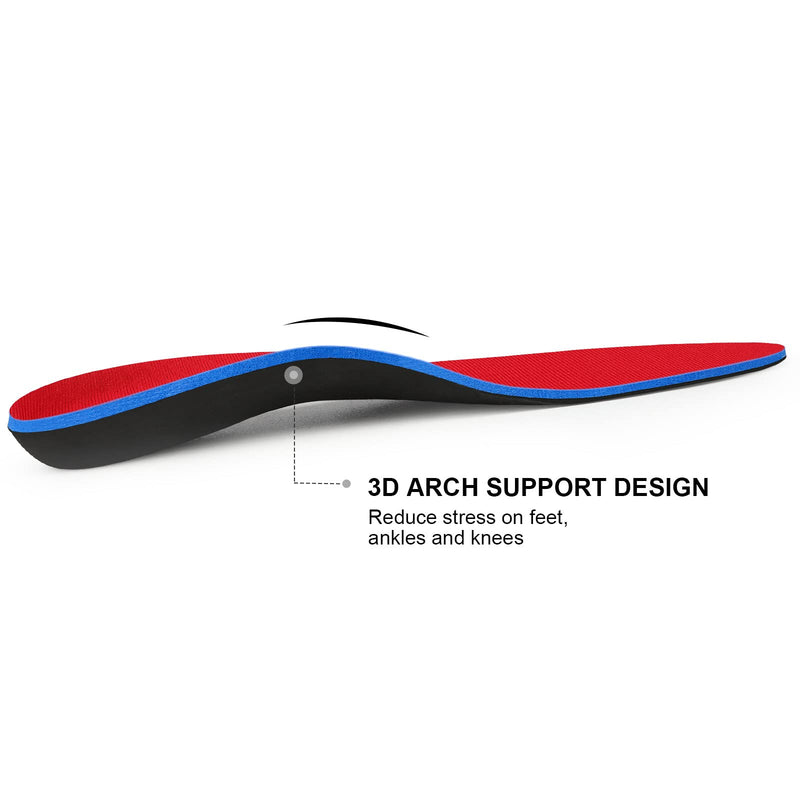 [Australia] - Shoe Insoles Arch Support Inserts Orthotic Insoles for Plantar Fasciitis, Flat Feet, High Arch, Pronation, Heel Spurs & Foot Pain Mens 16 - 16 1/2 Red 