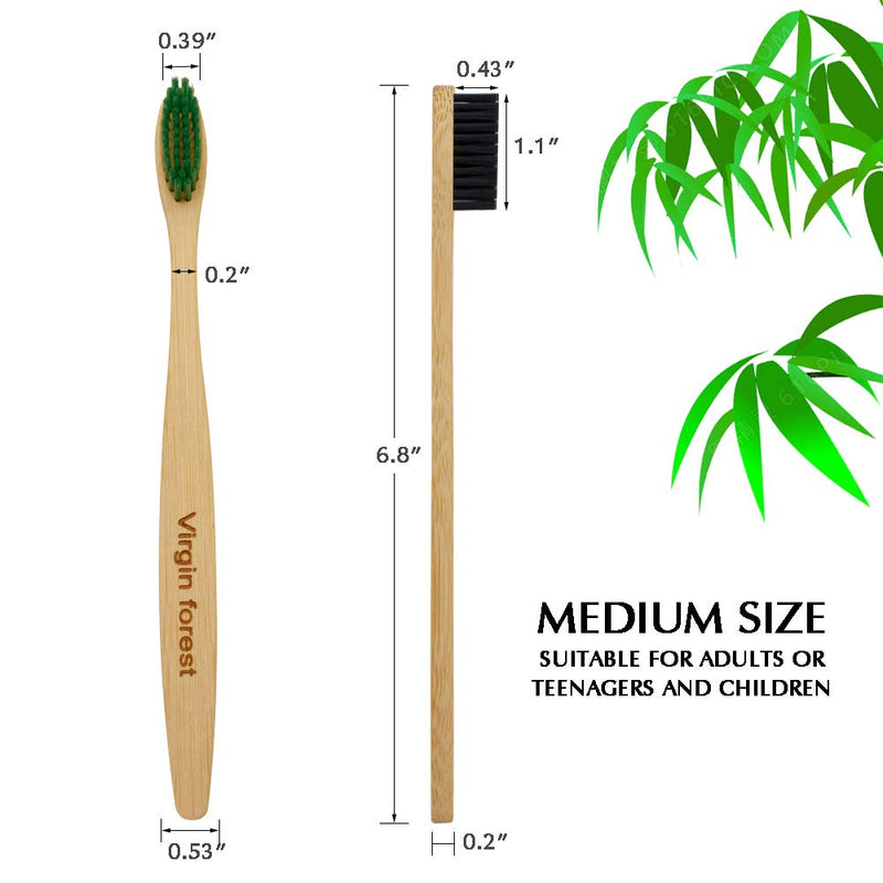 [Australia] - Bamboo Toothbrush, Wooden Toothbrushes, Biodegradable Eco Friendly Vegan Natural Organic Bamboo Charcoal Tooth Brush, Set of 8 Color of Medium Firm Bristles 8 Multicolour 