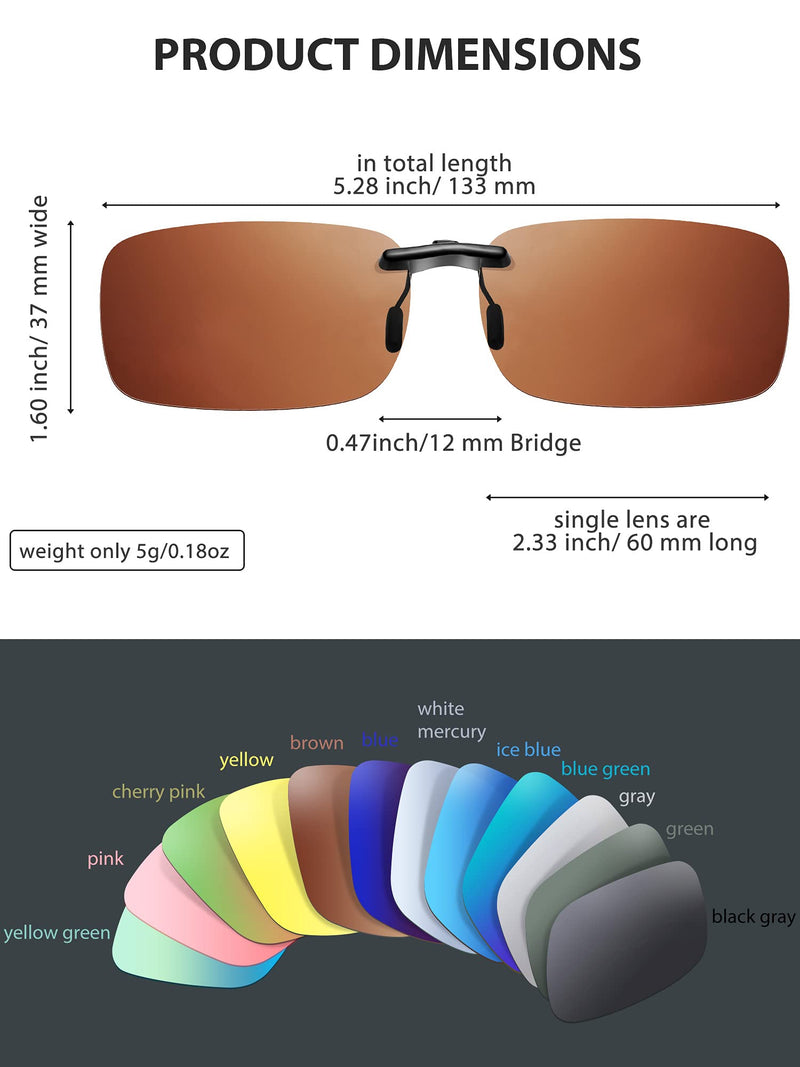 [Australia] - 12 Pieces Polarized Clip on Sunglasses Rimless Clip on Sunglasses Rectangle Lightweight Polarized Eyeglasses for Myopia Eyeglasses Outdoor Night Driving Men Women 