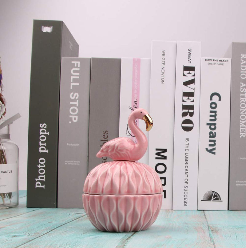 [Australia] - SEVENBEES Small Ceramic Flamingo Figurine Trinket Box for Jewelry,Ring,Earrings,Trinkets Tower,Wedding Candy 
