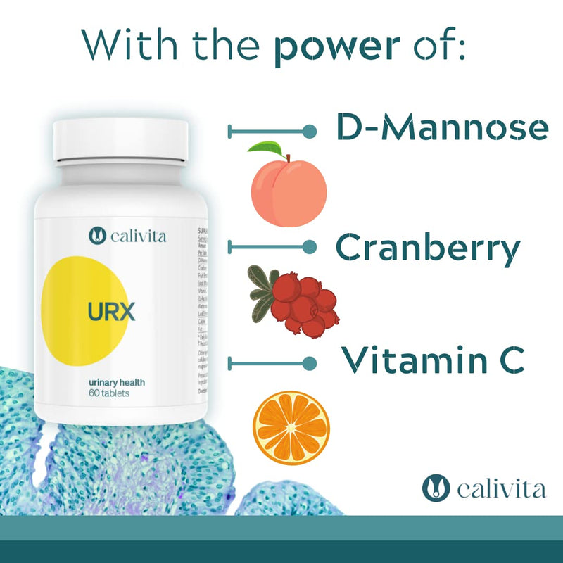 [Australia] - URX - UTI Treatment - D Mannose & Cranberry Cystitis Supplement Tablets - Instant Relief Against Urinary Tract Infections, Bladder Solution for Women and Men - With Vitamin C & Herbs - 60 Tablets By CaliVita 