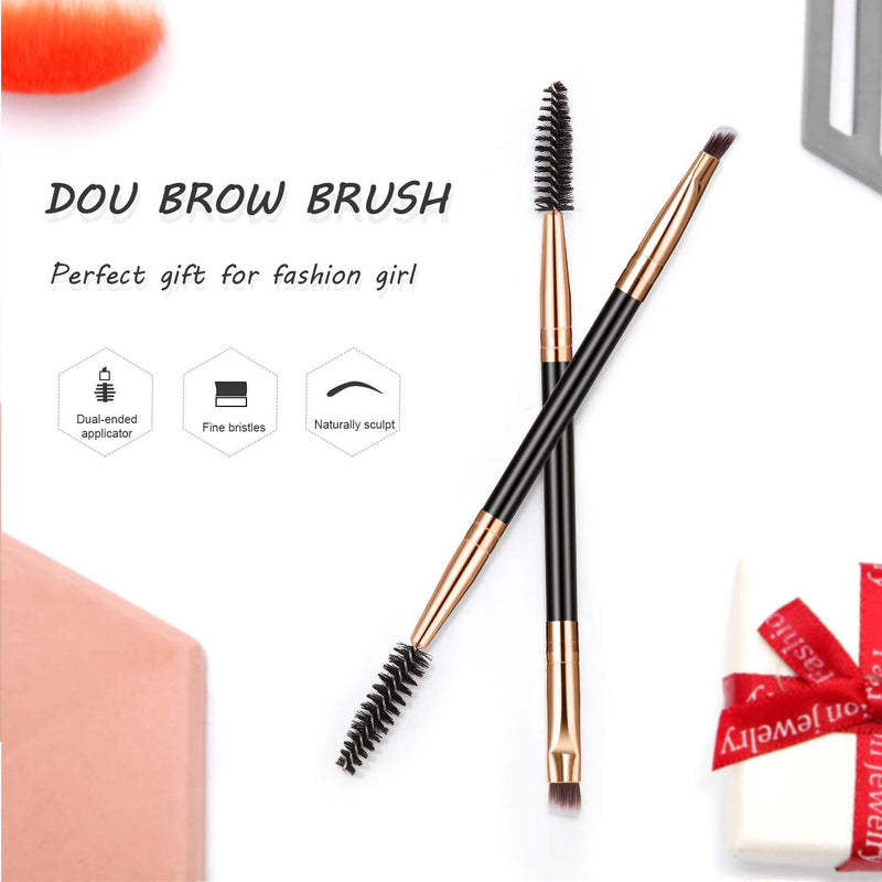 [Australia] - 12 Packs Duo Eyebrow Brush, Spoolie Brush and Angled Brow Brush, Multi-functional Mini Eyelash Brush for Tinting Angled Eyebrow, Suitable for Cream Gel (Gold) Gold 