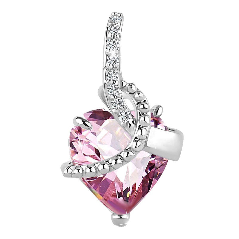 [Australia] - LilyJewelry I Love You Heart Necklace Pendant with Synthetic Crystal Birthstone October Heart 