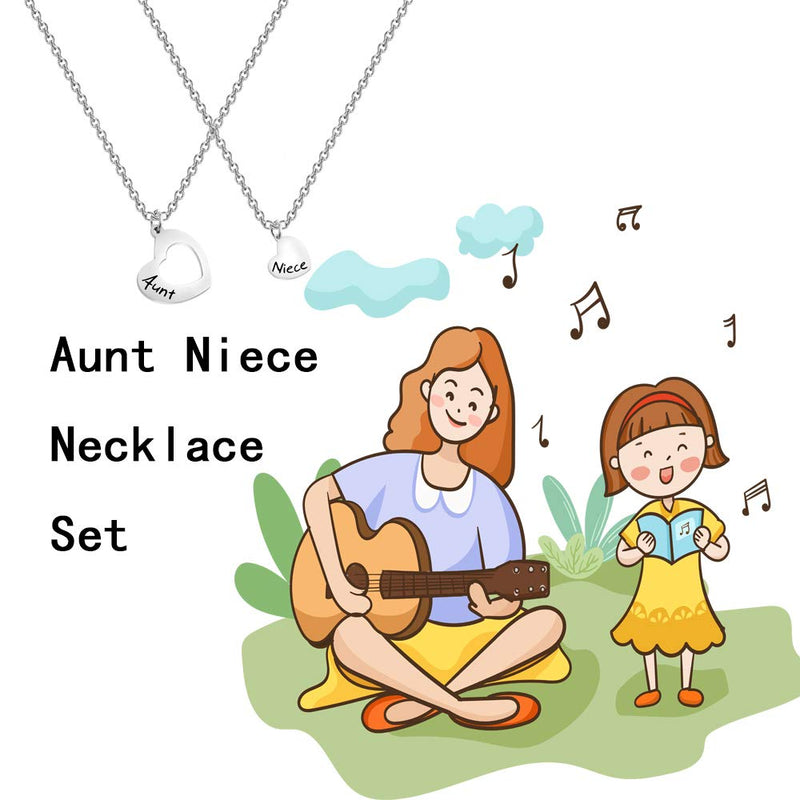 [Australia] - AKTAP Gift for Aunt Necklace Auntie And Niece Love Heart Pendant Necklace Gifts for Aunt from Niece Nephew Auntie Niece Pendant Necklace 