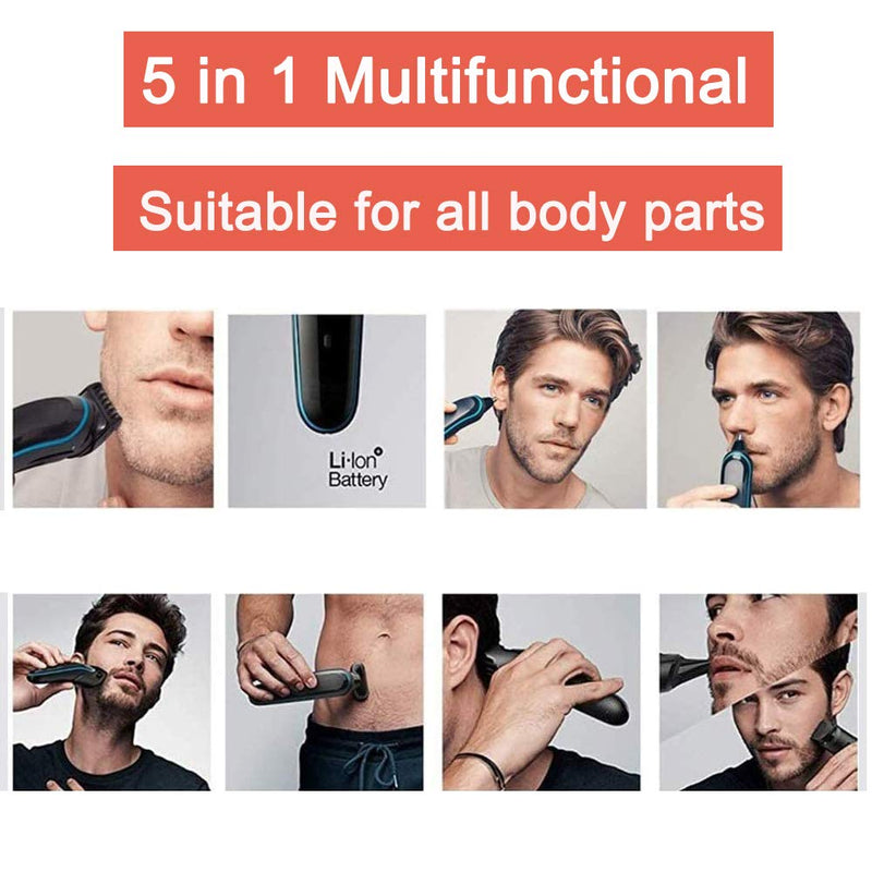 [Australia] - Mini Kitty All-in-one Beard Trimmer Hair Clipper 5 In 1 Mens Cordless Hair Mustache Trimmers Hair Cutting Groomer Kit Precision Detail Trimmer USB Rechargeable For Kids Dad Husband Gift Family 